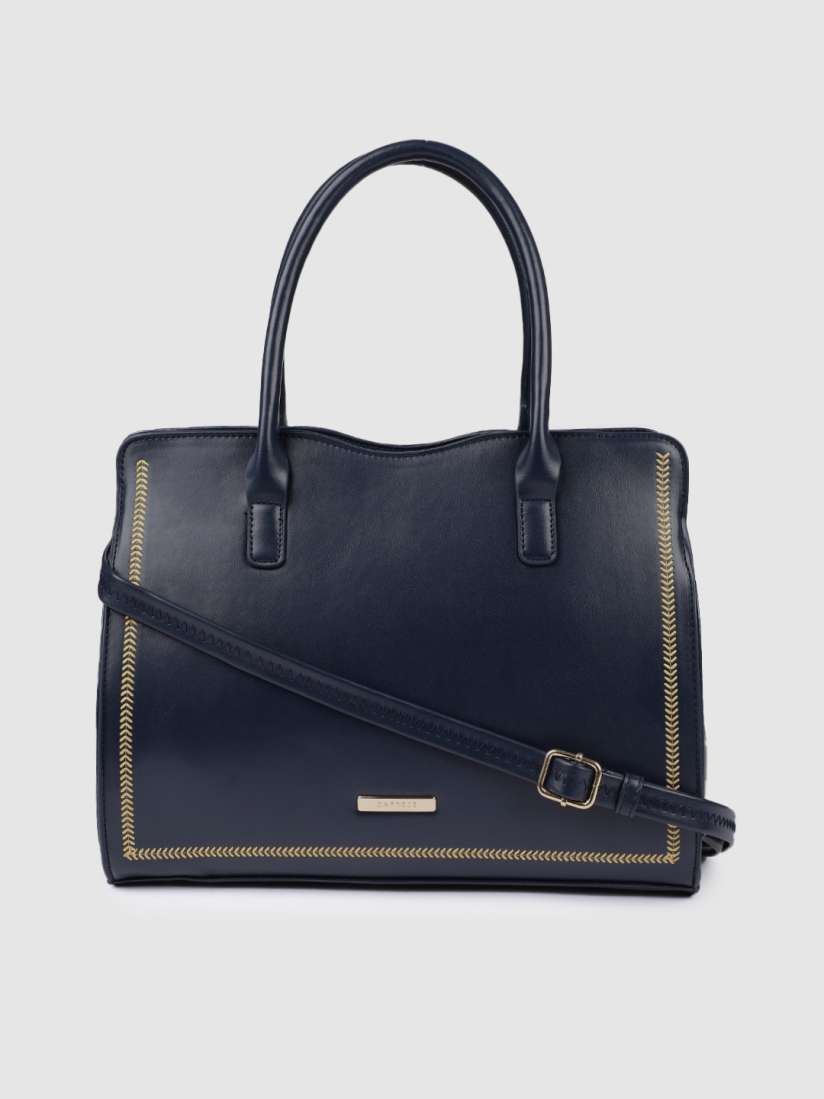 Buy Caprese Navy Blue Solid Handheld Bag Handbags for Women 11311400 Myntra