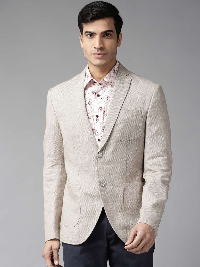 Buy Blackberrys Men Beige Slim Fit Self Design Smart Casual Blazer Blazers for Men 11314998 Myntra