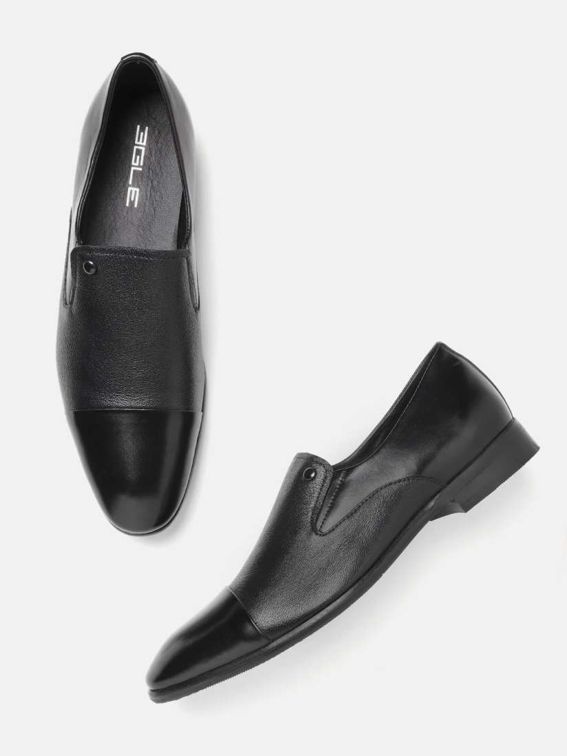 Buy Egle Men Black Solid Leather Formal Slip Ons Formal Shoes for Men 11323142 Myntra