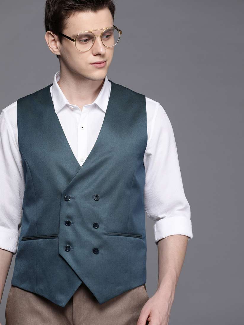 Buy Louis Philippe Men Teal Blue Solid Waistcoat Waistcoat for Men 11353966 Myntra