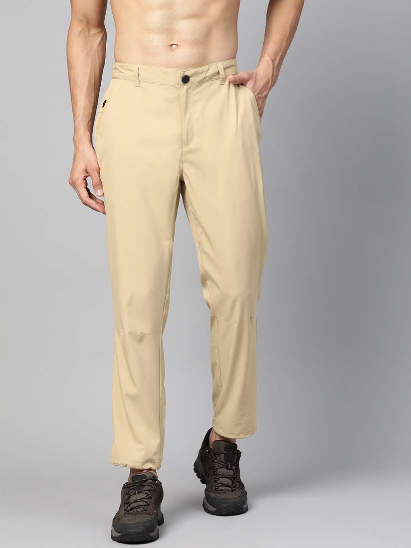Buy HRX By Hrithik Roshan Men Beige Solid Regular Fit Outdoor Trousers -  Trousers for Men 11357234 | Myntra