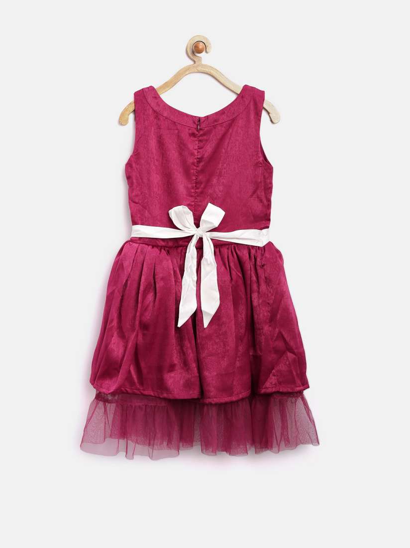 Buy Gini Jony Gold Girls Burgundy Fit Flare Dress Dresses for Girls 1136469 Myntra