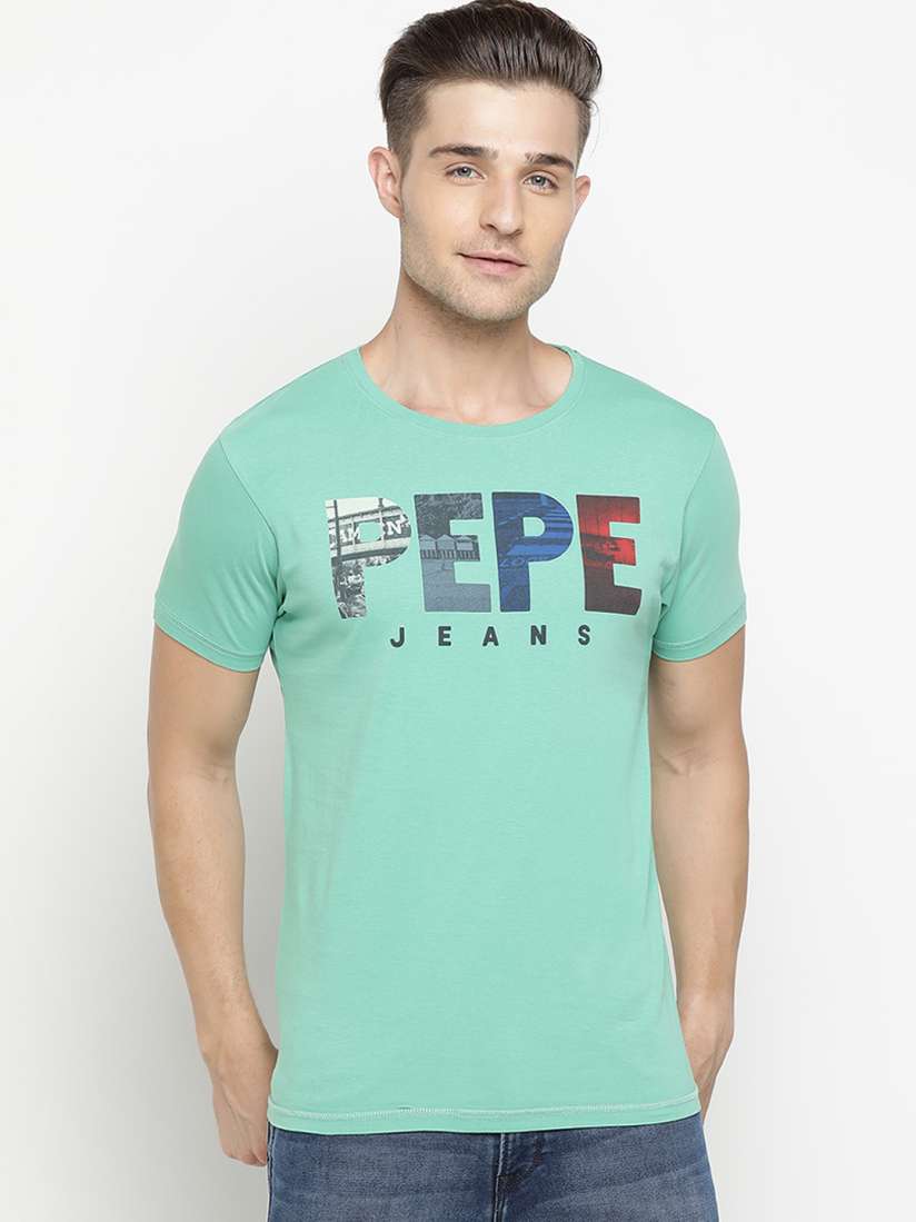 Buy Pepe Jeans Men Green Grey Printed Round Neck T shirt Tshirts for Men 11366770 Myntra