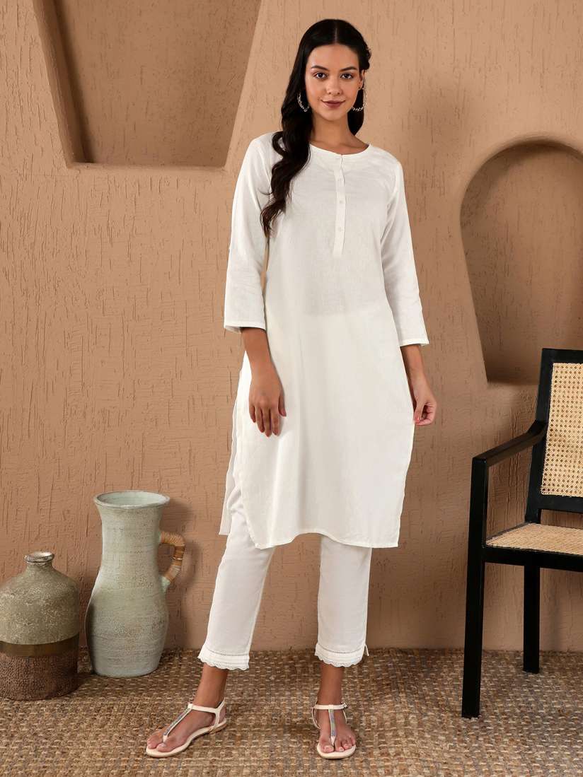Buy W Women White Solid Straight Kurta Kurtas for Women 11369512 Myntra