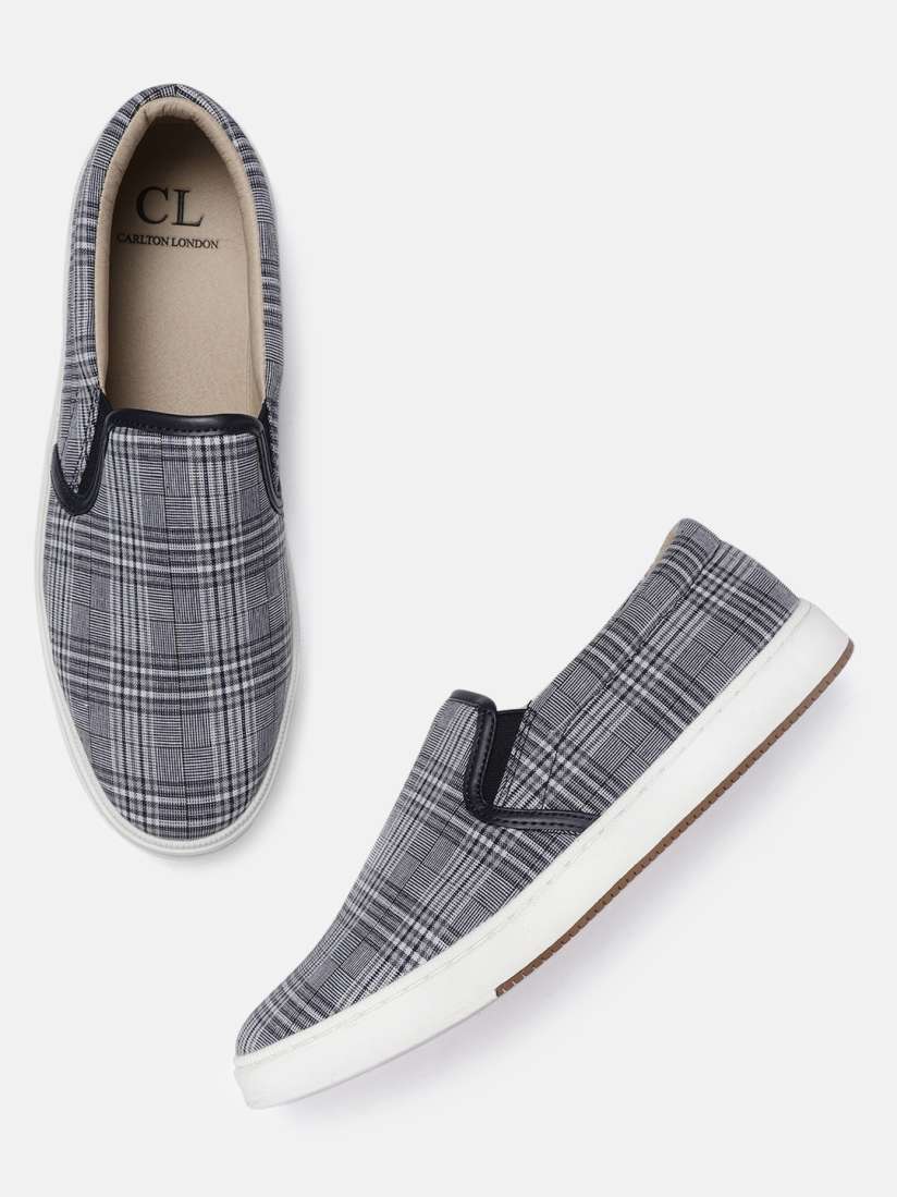 Buy Carlton London Men Navy Blue White Checked Slip On Sneakers Casual Shoes for Men 11378396 Myntra
