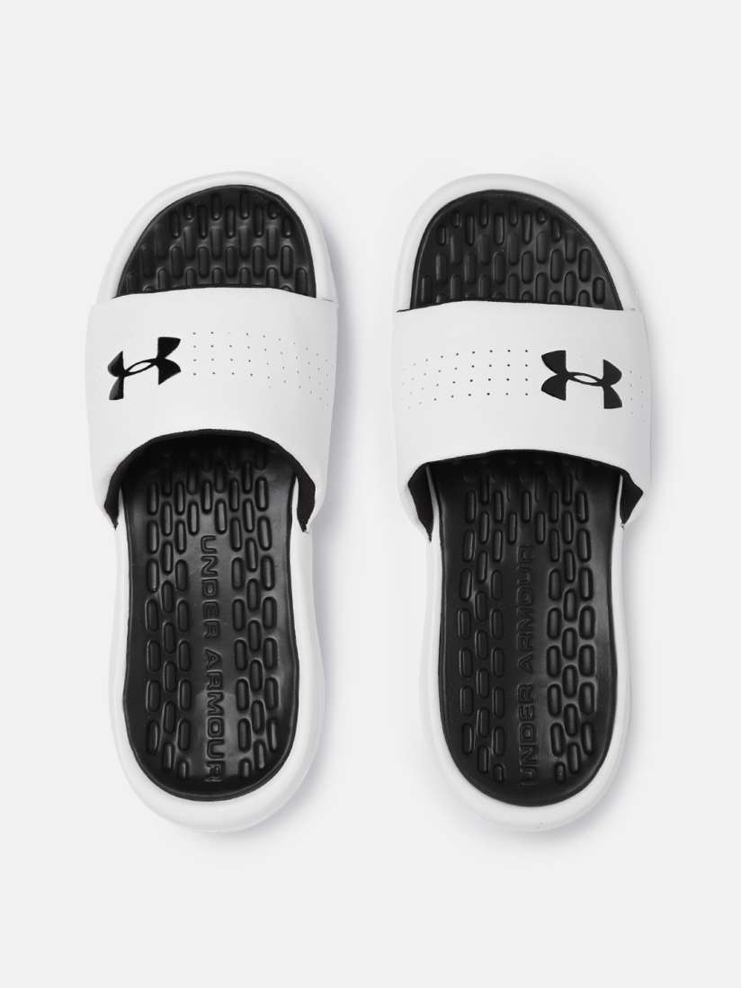 Buy UNDER ARMOUR Women White Black Playmaker Fixed Strap Textured Sliders Flip Flops for Women 11381152 Myntra