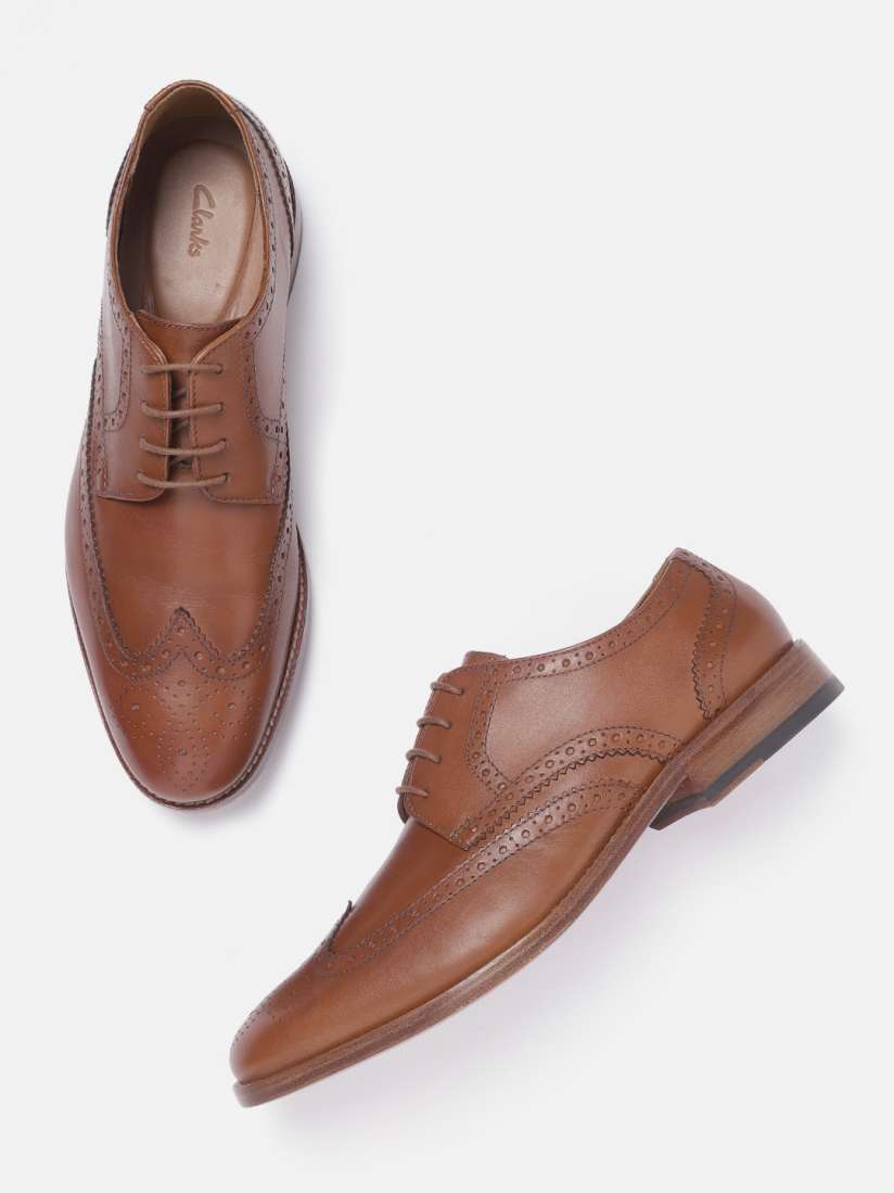 Buy Clarks Men Brown Textured Leather Formal Brogues Formal Shoes for Men 11381440 Myntra
