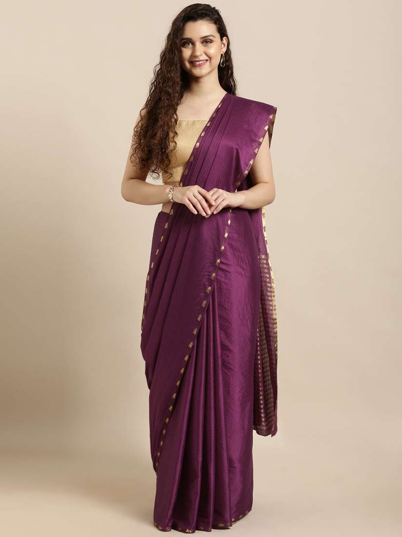 Buy Mitera Purple Poly Crepe Woven Design Mysore Silk Saree Sarees for Women 11394934 Myntra