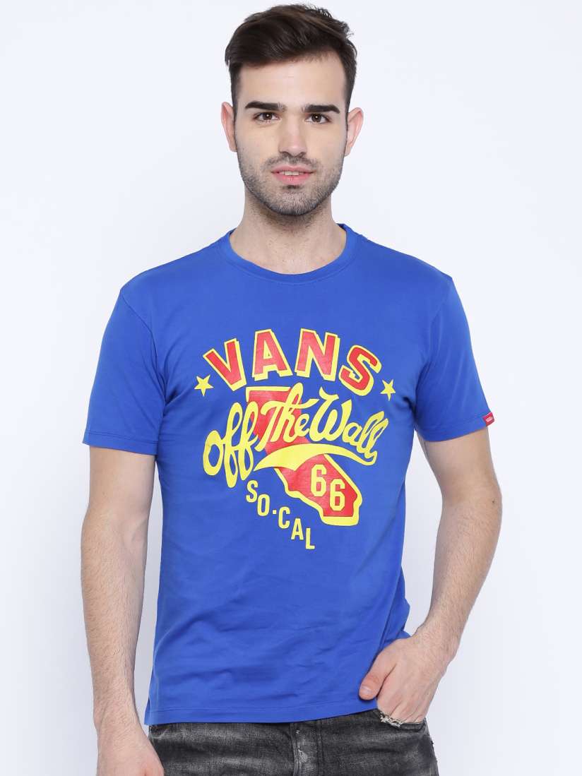 Buy Vans Blue Classic Fit Printed Pure Cotton T shirt Tshirts for Men 1139655 Myntra