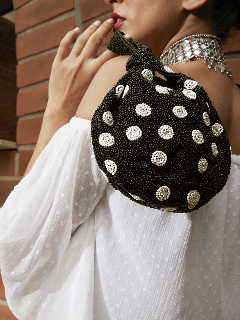 Buy Accessorize London Women Polka Dot Beaded Duffle Bag Clutches for Women 11405328 Myntra