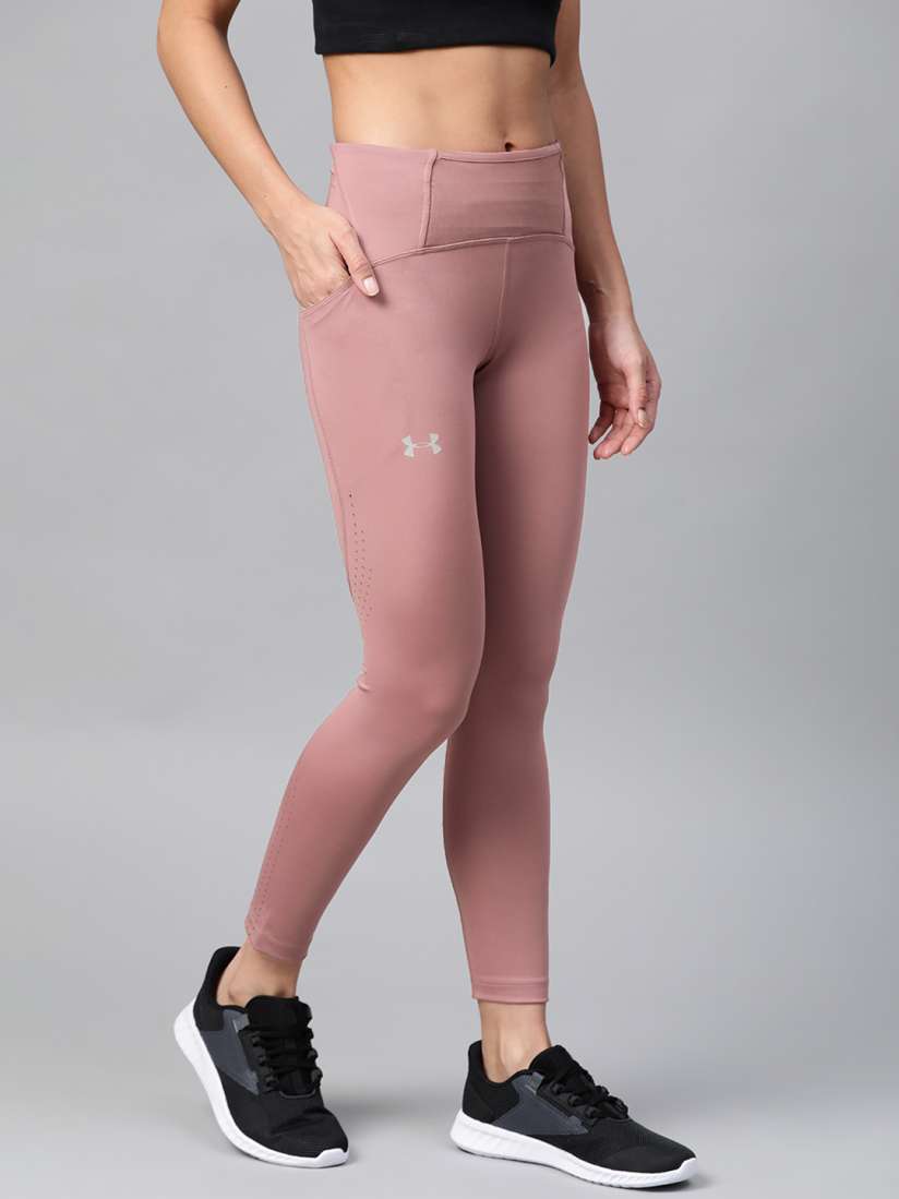 Buy UNDER ARMOUR Women Mauve Solid Qualifier Speedpocket Perforated Ankle Crop Running Tights Tights for Women 11411380 Myntra