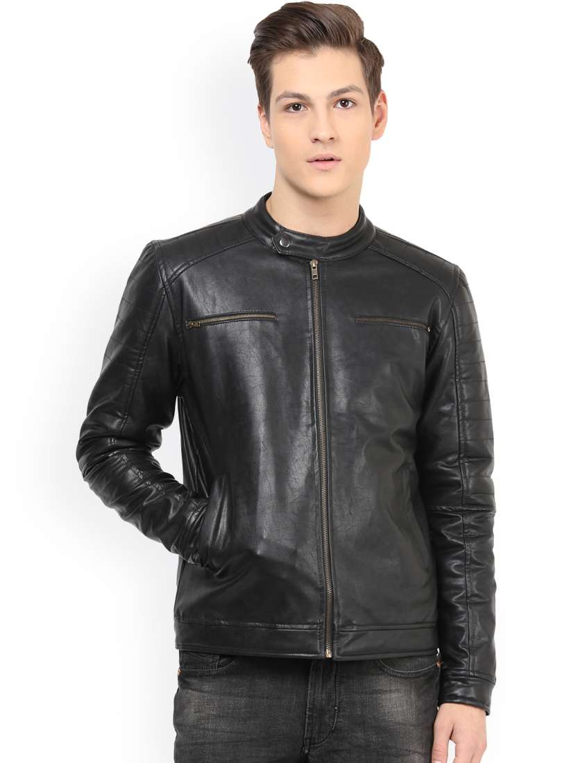 Buy Atorse Black Biker Jacket Jackets for Men 1141650 Myntra