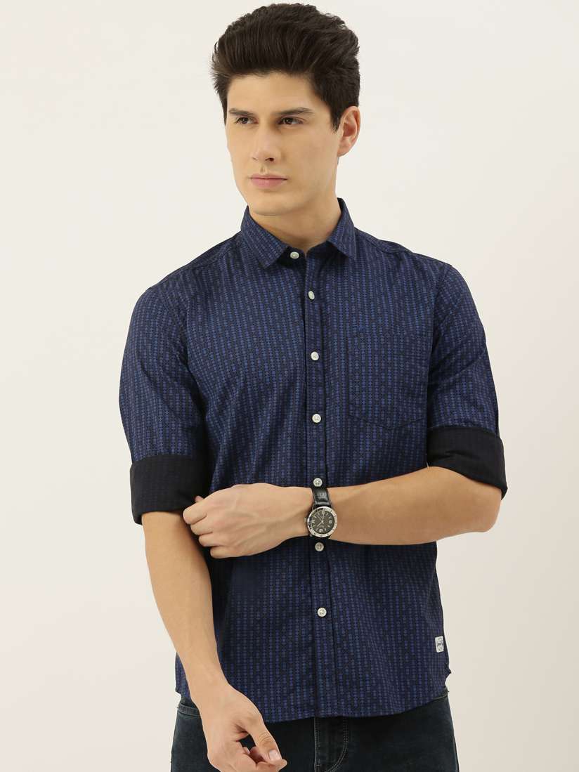 Buy Flying Machine Men Blue Slim Fit Printed Casual Shirt Shirts for Men 11417452 Myntra