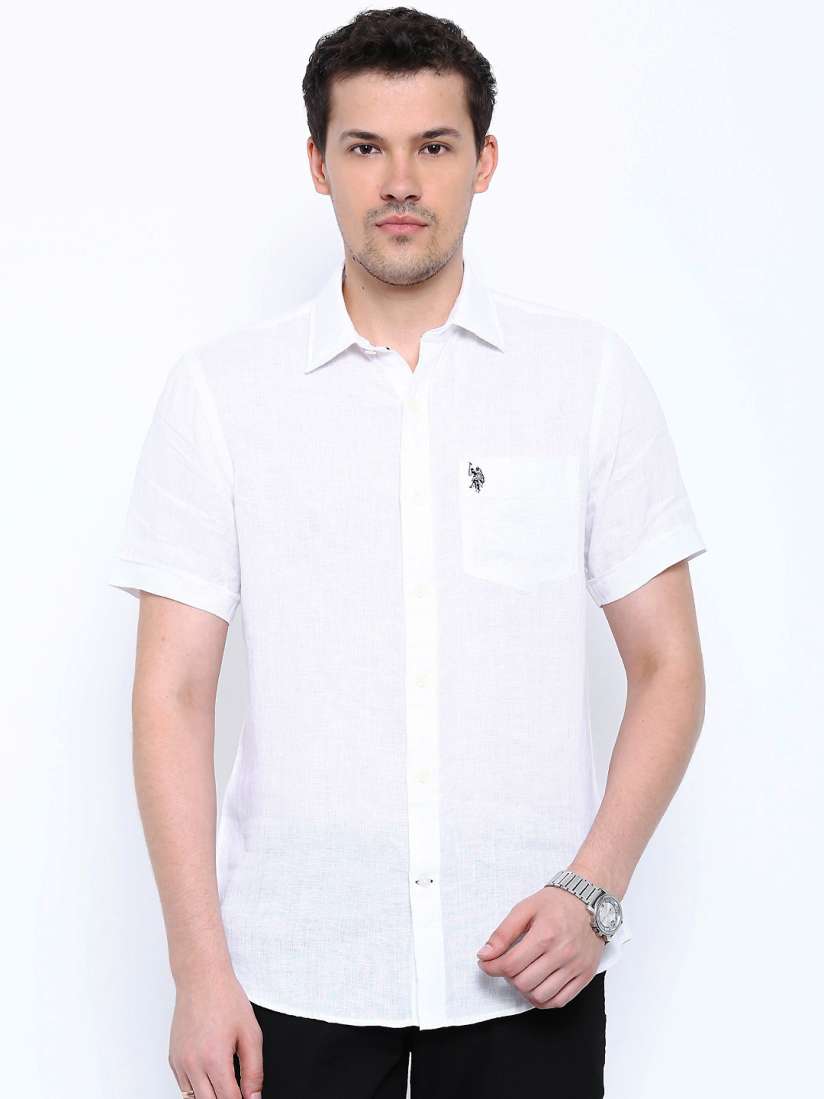 Us polo white linen shirt top