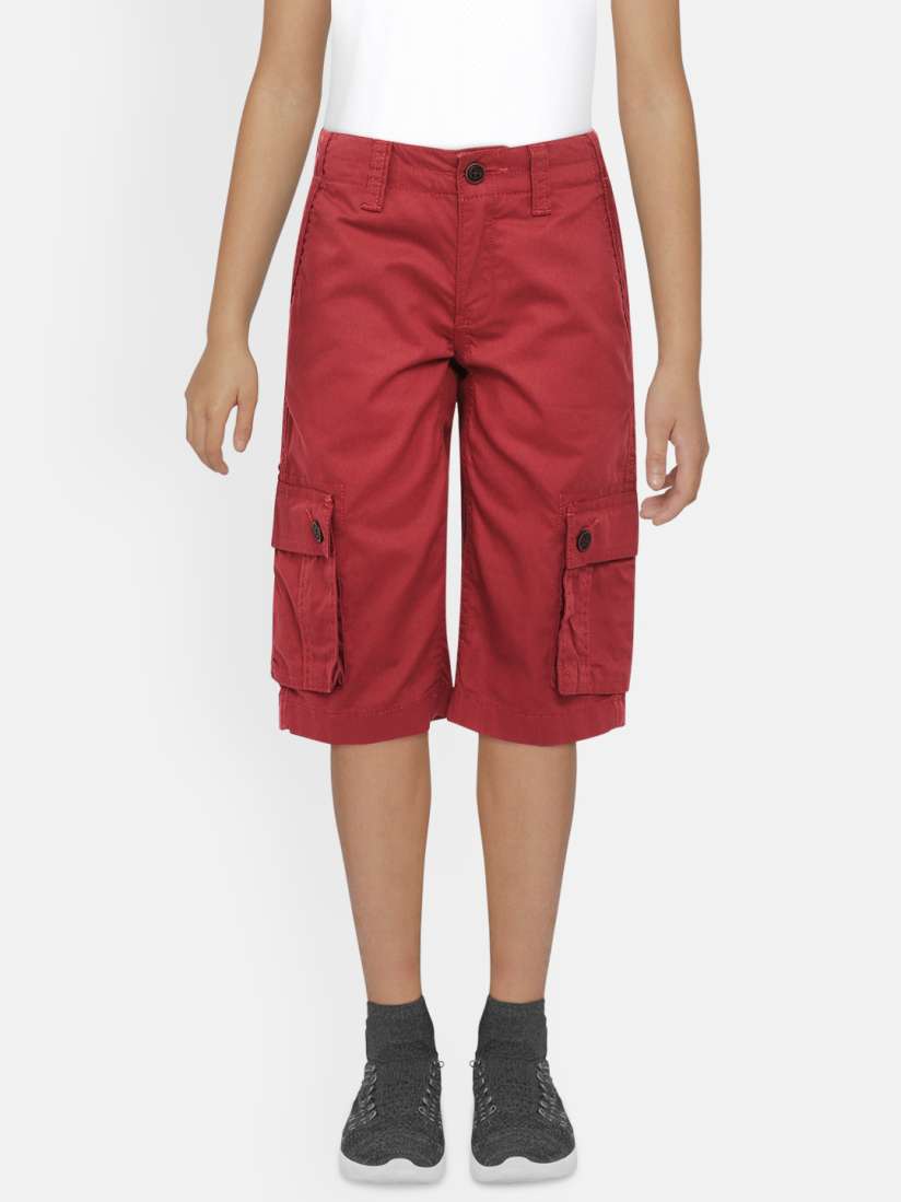 Buy Indian Terrain Boys Maroon Solid Regular Fit Cotton Cargo Shorts Shorts for Boys 11428280 Myntra