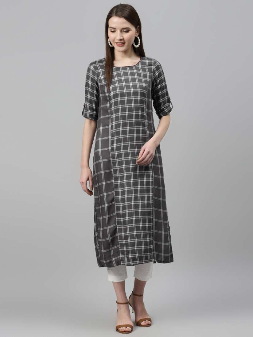 Aurelia checked straight kurta online