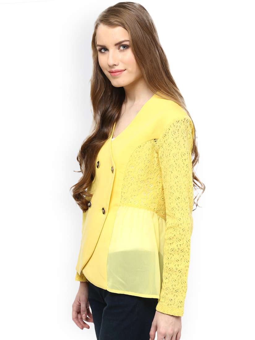 Yellow lace jacket store