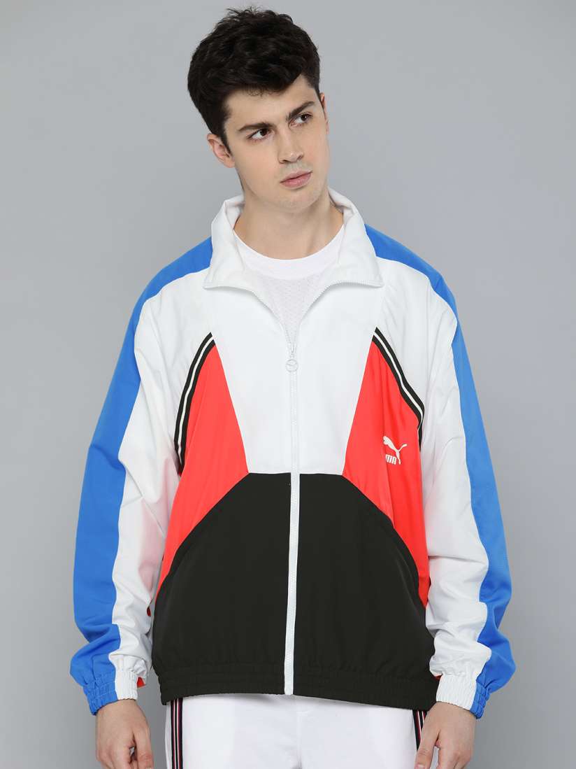 Buy Puma Men White Blue Colourblocked TFS Woven Lightweight Sporty Jacket Jackets for Men 11452252 Myntra