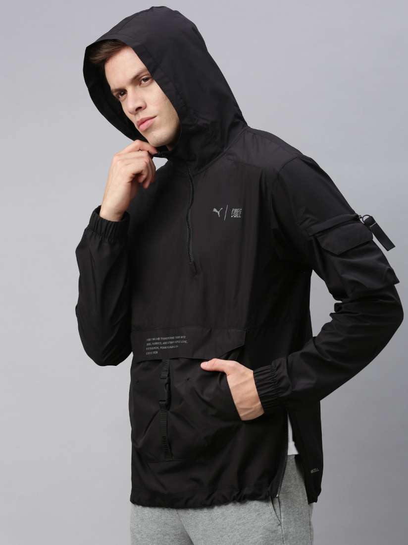 Buy Puma Men Black Solid First Mile Utility Sporty Track Jacket with Printed Details Jackets for Men 11452254 Myntra