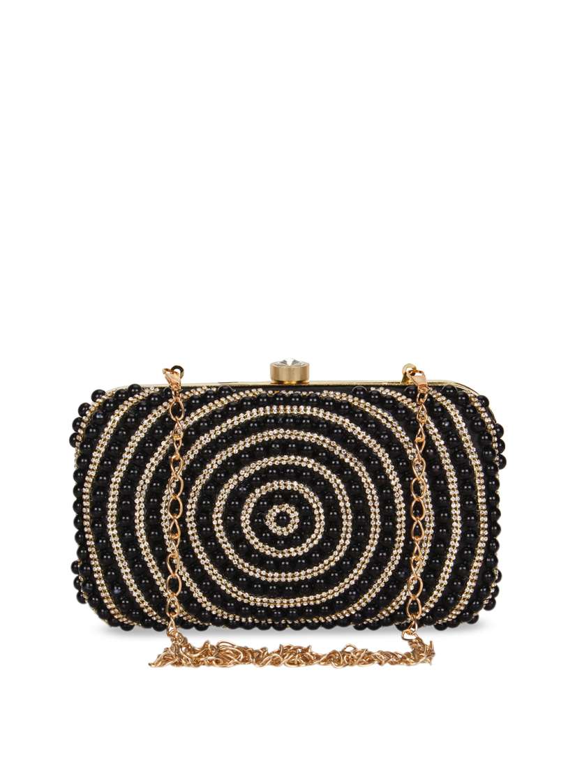 Buy Anekaant Black Gold Toned Embellished Box Clutch Clutches for Women 11473576 Myntra