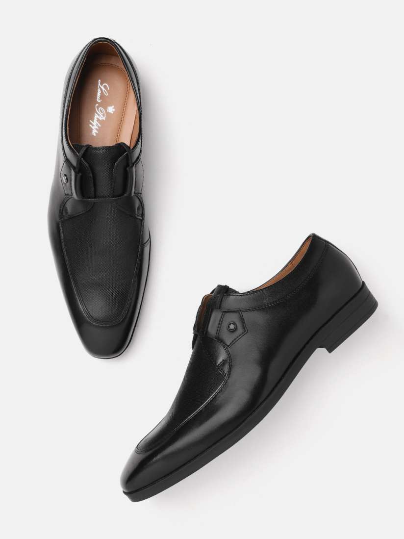 Buy Louis Philippe Men Black Textured Leather Formal Derbys Formal Shoes for Men 11473864 Myntra