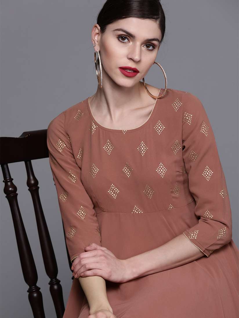 Buy AKS Couture Women Brown Printed Detail Maxi Dress Dresses for Women 11475410 Myntra