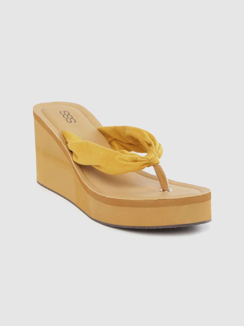 Buy Street Style Store Women Mustard Yellow Solid Wedges Heels for Women 11476116 Myntra