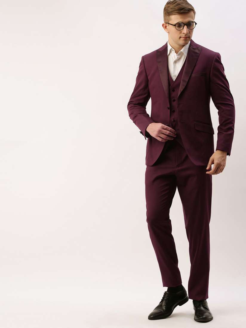 Buy Peter England Men Maroon Self Design Neo Slim Fit Single Breasted Formal Suit Suits for Men 11478210 Myntra