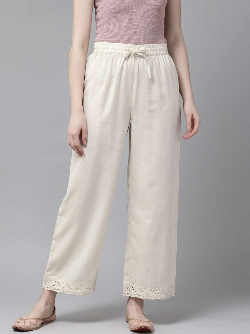 Buy Juniper Women Off White Solid Straight Palazzos Palazzos for Women 11478398 Myntra
