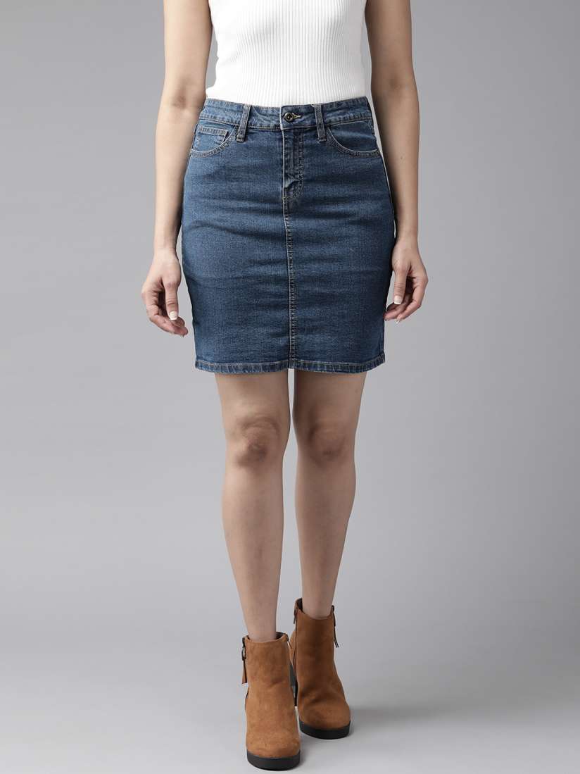 Denim skirts online myntra top