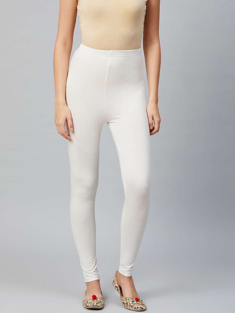 Buy AURELIA Women Off White Solid Ankle Length Leggings Leggings for Women 11490574 Myntra
