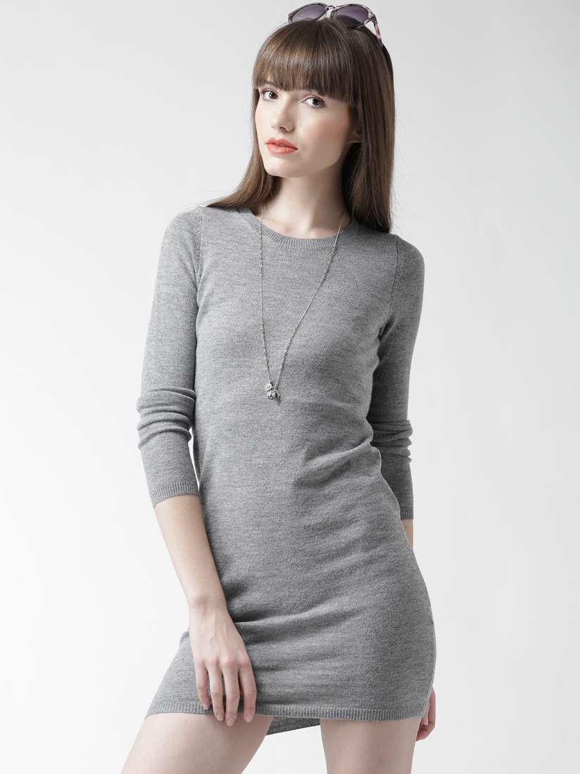 Buy FOREVER 21 Grey Melange Sweater Dress Dresses for Women 1149520 Myntra