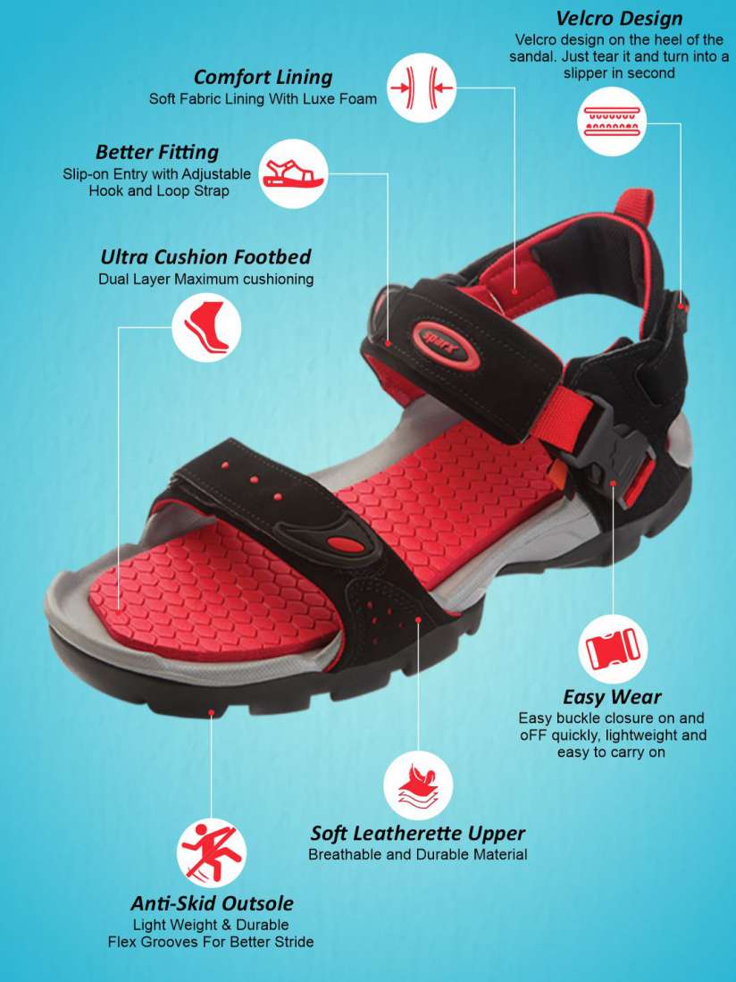 Sparx sandal red black store