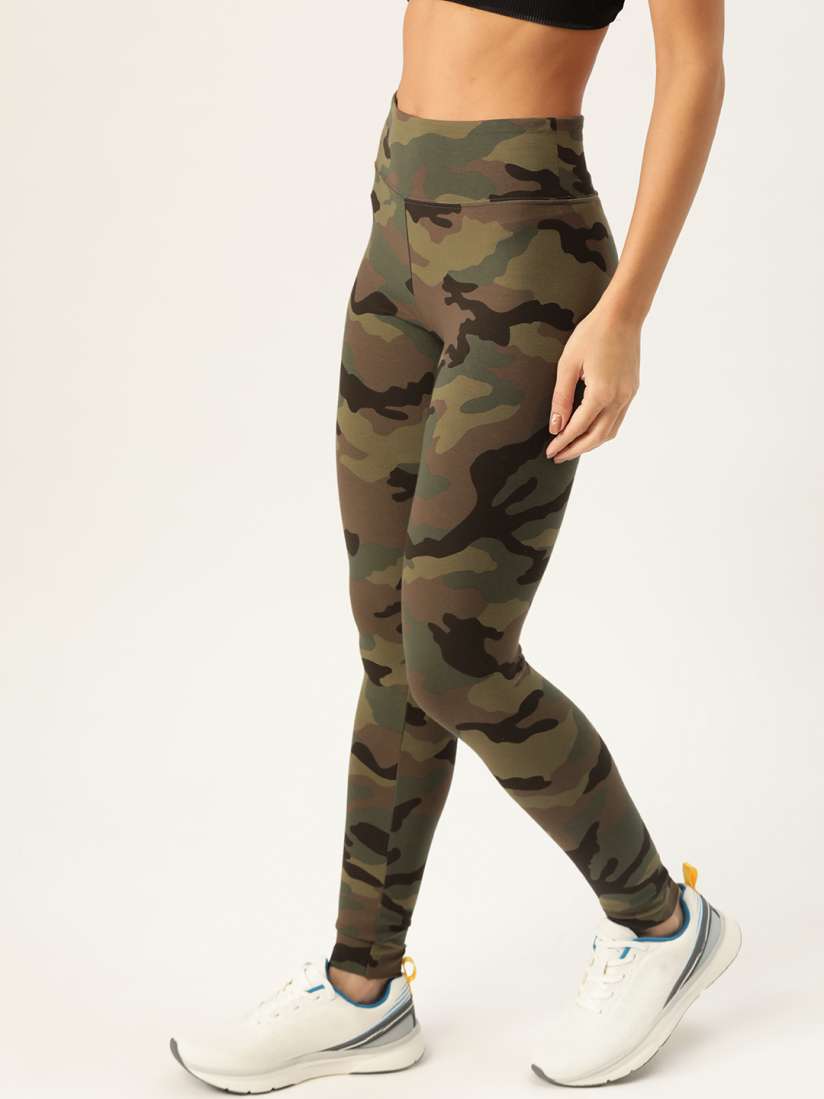 Buy FOREVER 21 Women Olive Green Brown Camouflage Printed Tights Tights for Women 11504310 Myntra