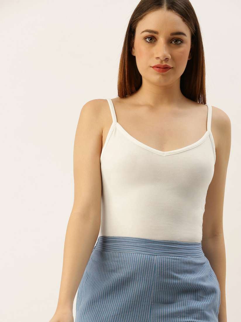 Buy FOREVER 21 Women Off White Solid Camisole 266649 Camisoles for Women 11514008 Myntra