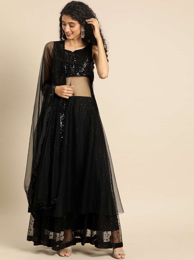 Buy IMARA Black Ready to Wear Embellished Lehenga Blouse with Dupatta Lehenga Choli for Women 11521156 Myntra