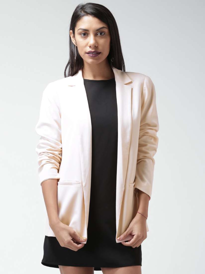 Buy FOREVER 21 Contemporary Peach Coloured Open Front Jacket Jackets for Women 1152610 Myntra