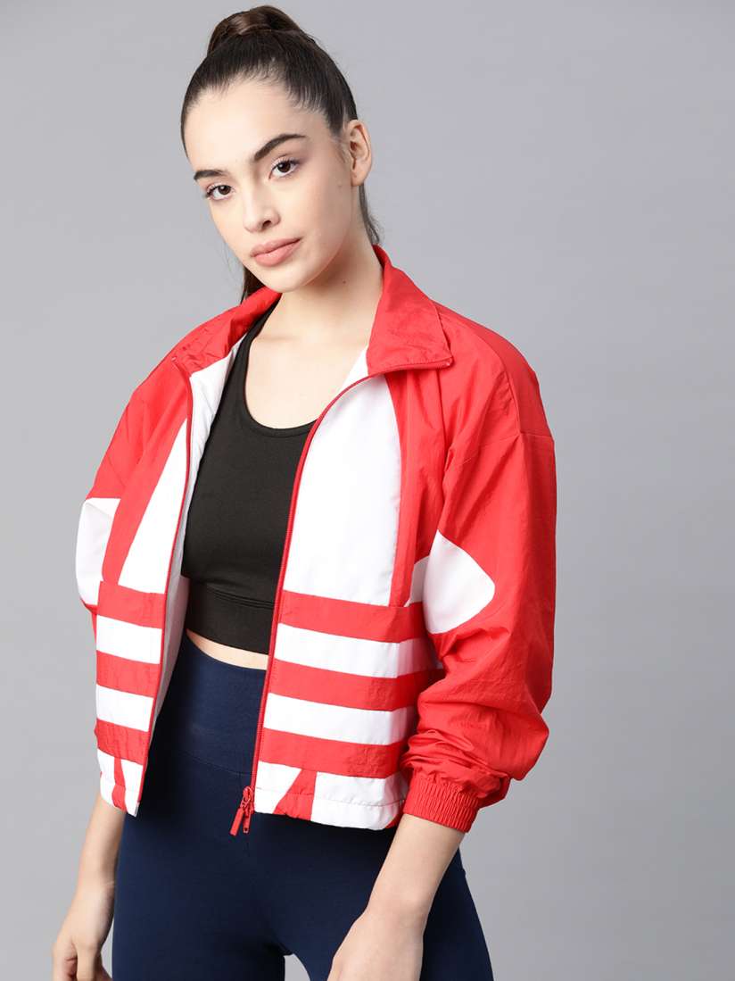 Buy ADIDAS Originals Women Red White Striped Large Logo Track Jacket Jackets for Women 11528760 Myntra