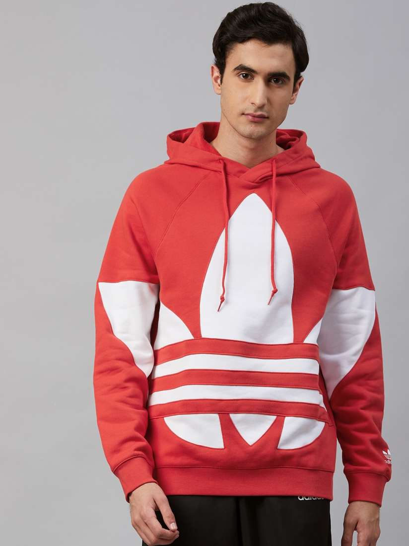 Buy ADIDAS Originals Men Coral Orange White Brand Logo Printed Big Trefoil Hoodie Sweatshirt Sweatshirts for Men 11530390 Myntra
