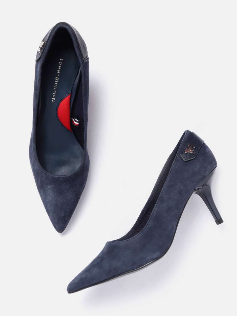 Buy Tommy Hilfiger Women Navy Blue Solid Leather Pumps Heels for Women 11530948 Myntra