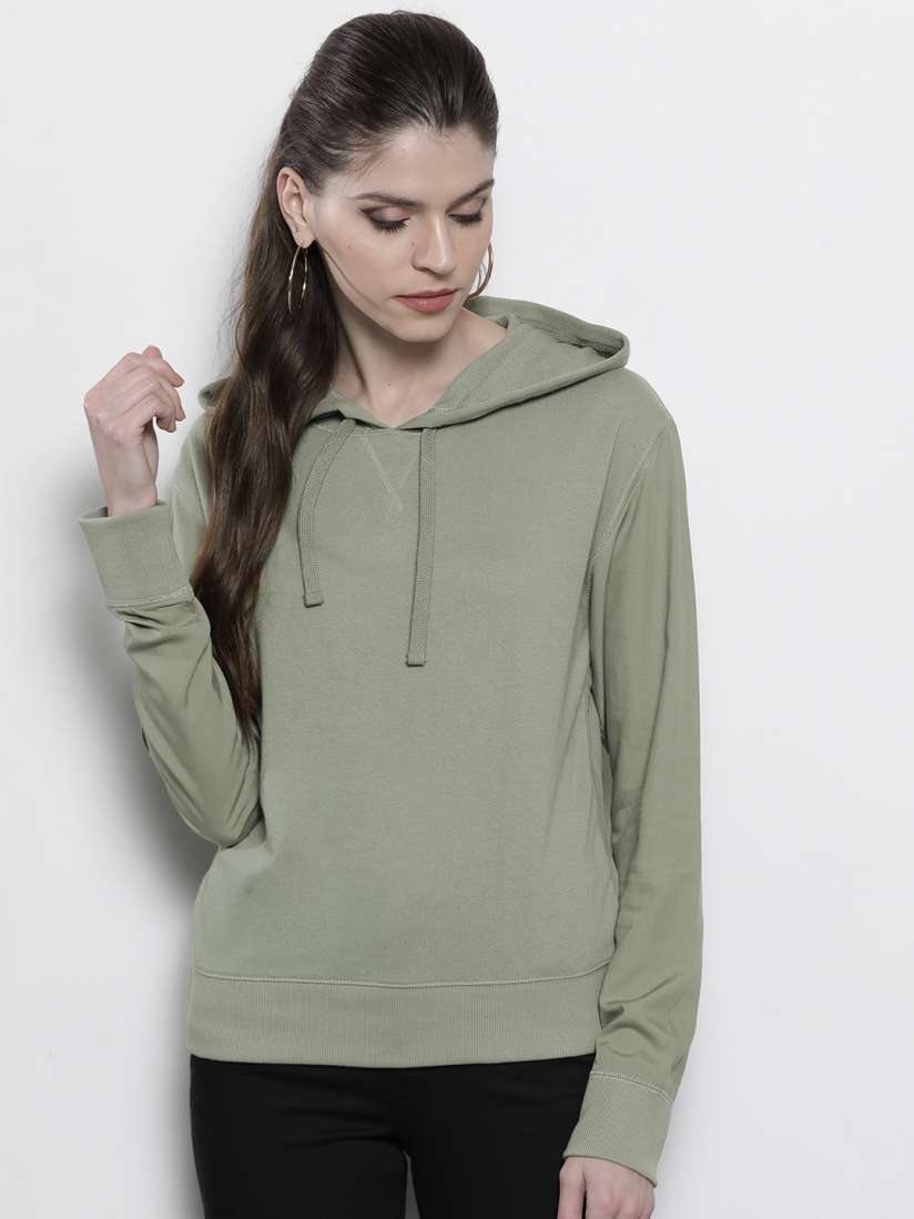 Buy Marks Spencer Women Olive Green Solid Hooded Sweatshirt Sweatshirts for Women 11531538 Myntra