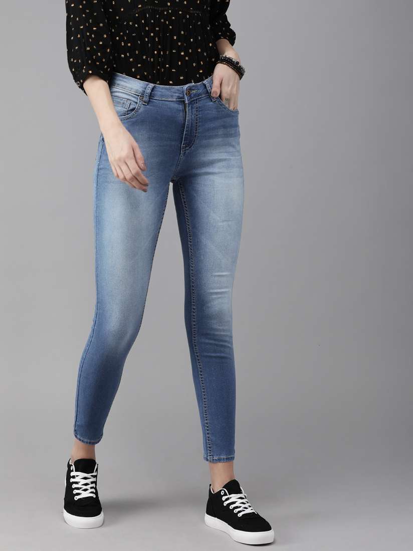 Buy Roadster Women Blue Skinny Fit Mid Rise Clean Look Stretchable Jeans Jeans for Women 11541582 Myntra