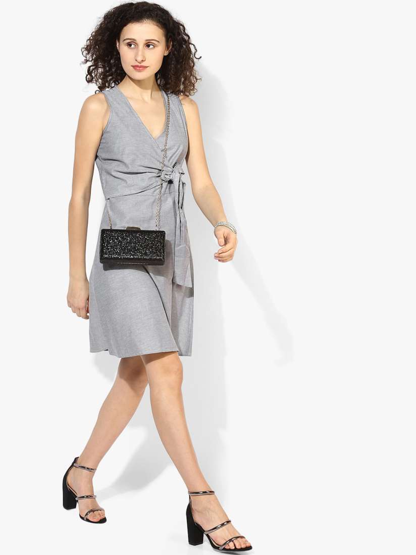 Buy MIAMINX Women Grey Solid Wrap Dress Dresses for Women 11584696 Myntra