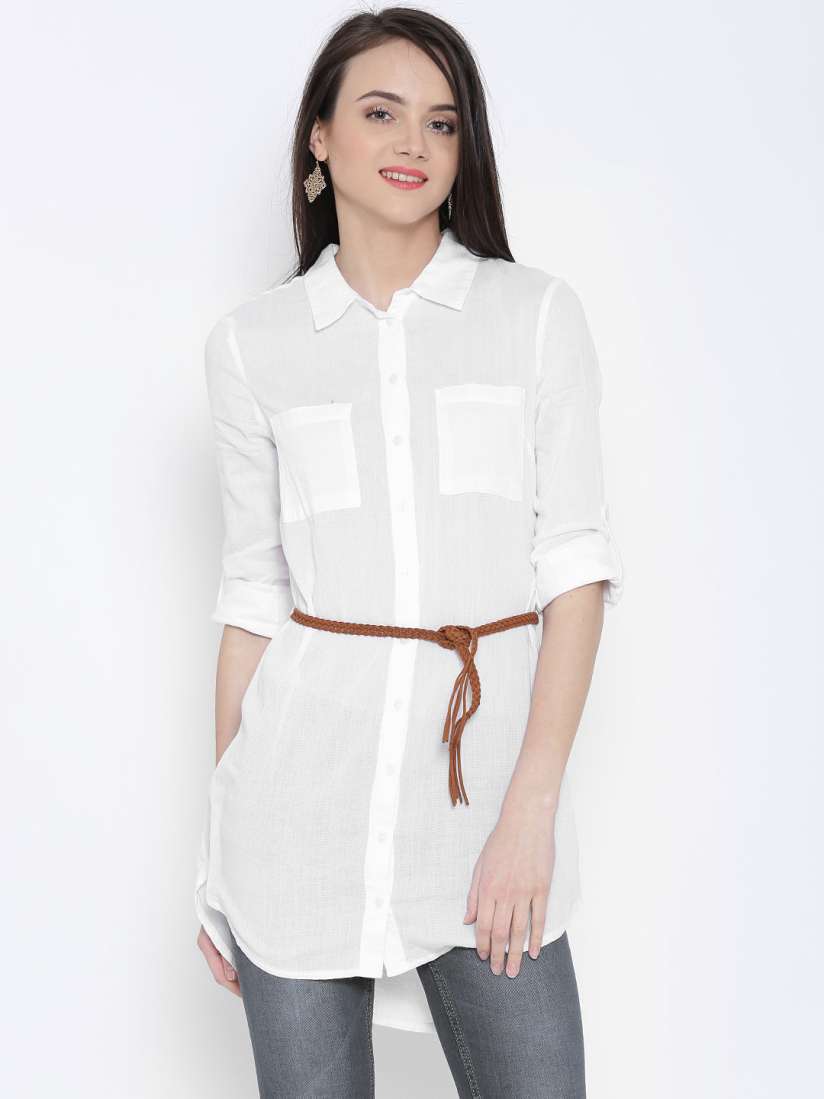 Shirt with belt on sale