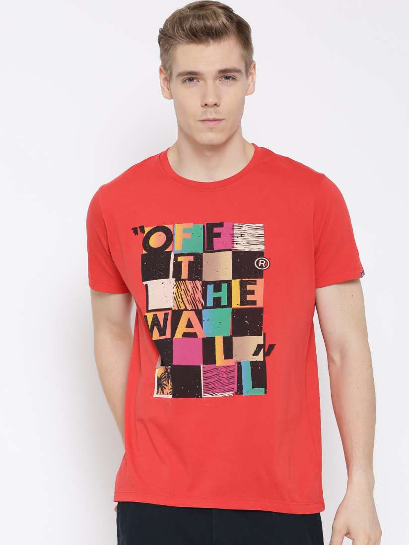 Buy Vans Red Printed Pure Cotton T shirt Tshirts for Men 1160244 Myntra