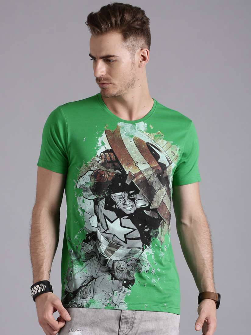 Buy Kook N Keech Marvel Green Printed Pure Cotton T shirt Tshirts for Men 1160311 Myntra