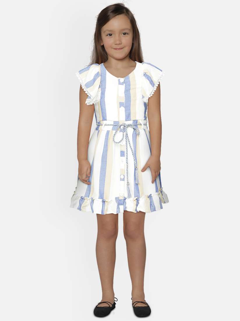 Buy Peppermint Girls Blue White Striped Fit and Flare Dress Dresses for Girls 11610018 Myntra