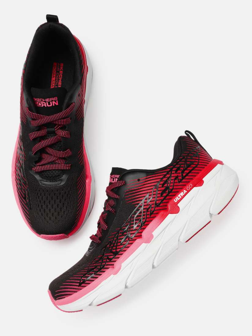 Womens red skechers shoes discount