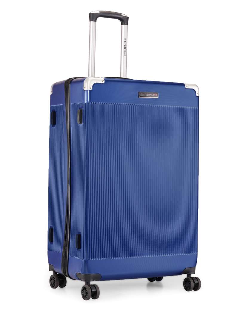 Buy SWISS BRAND Unisex Blue Textured GENEVE 360 Degree Rotation Hard Sided Large Trolley Suitcase Trolley Bag for Unisex 11617888 Myntra