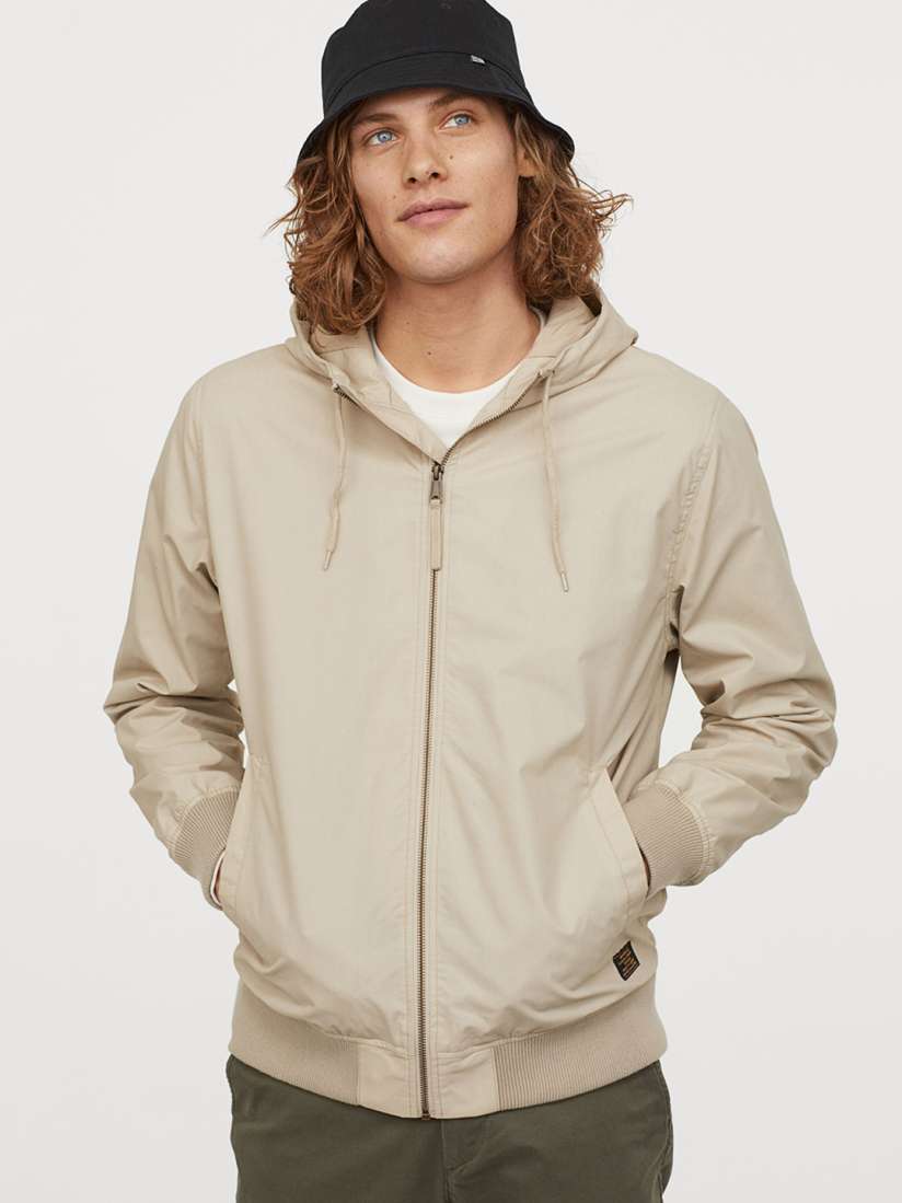 Beige hooded jacket on sale